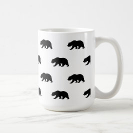 Caneca De Café Padrão de Urso Cinza Branco e Preto