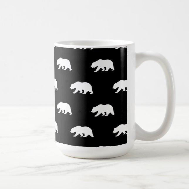 Caneca De Café Padrão de Urso Cinzento Preto e Branco (Direita)