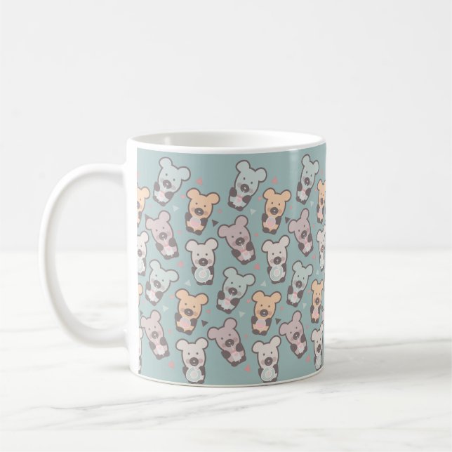 Caneca De Café Padrão de Ursos e Donuts para Crianças (Esquerda)