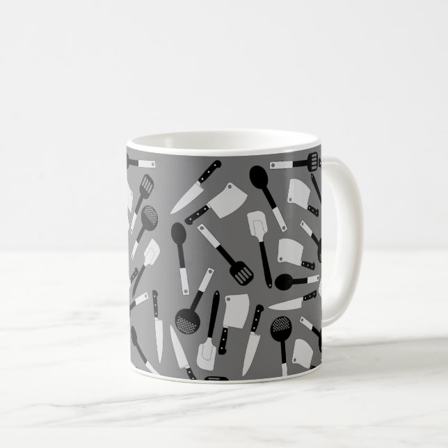 Caneca De Café Padrão de Utensílios de cozinhar (Frente Esquerda)
