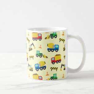 Caneca De Café Padrão de Veículos de Construção Coloridos para Me