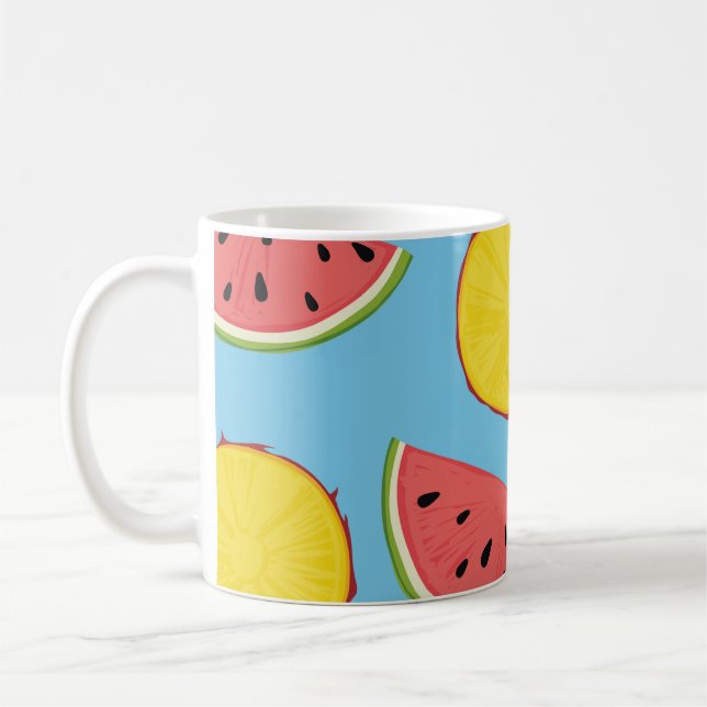 Caneca De Café Padrão de Verão com abacaxi e melancia, ba (Esquerda)