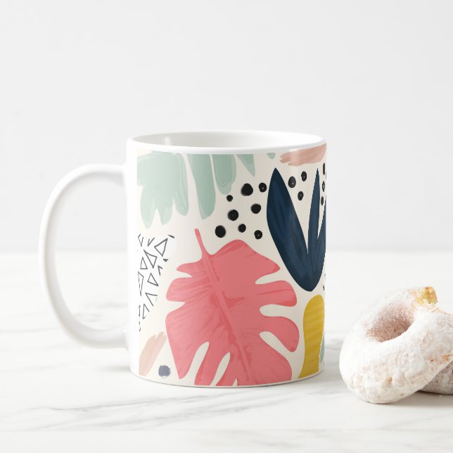 Caneca De Café Padrão de Verão de Colagem Tropical (Com Donut)