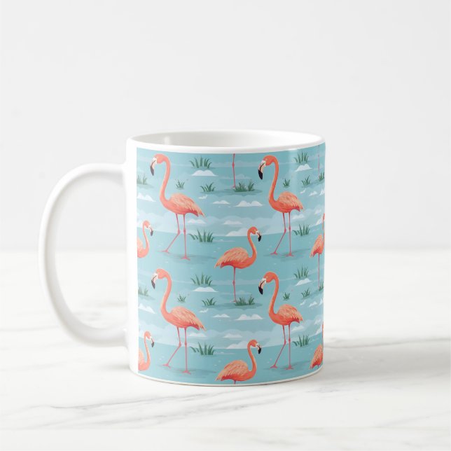 Caneca De Café Padrão de Verão de Flamingo (Esquerda)