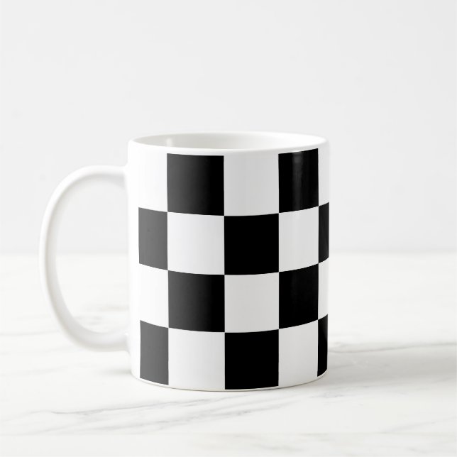 Caneca De Café Padrão de Verificação Branco Preto (Esquerda)