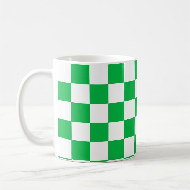 Caneca De Café Padrão de Verificação Branco Verde (Esquerda)