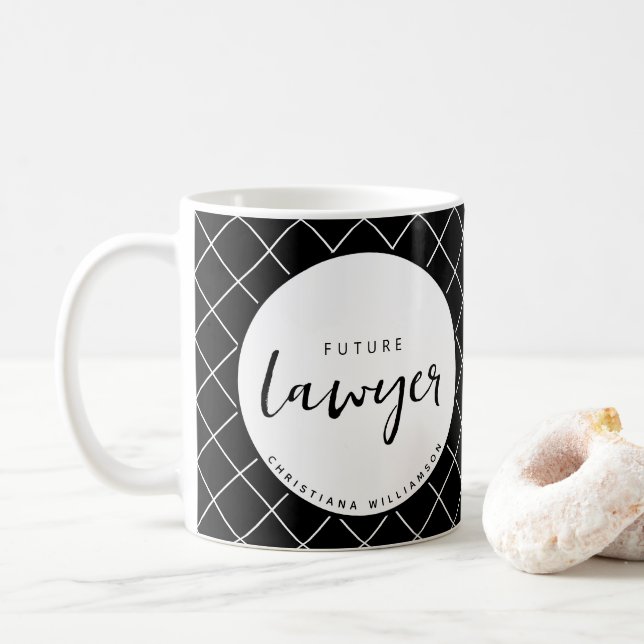 Caneca De Café Padrão de Verificação do Advogado Futuro Elegante  (Com Donut)