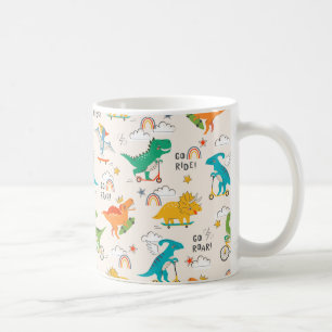 Caneca De Café Padrão de Viagem do Dinossauro para Crianças