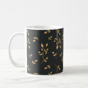 Caneca De Café Padrão de vindima com silhouettes berry e folhas