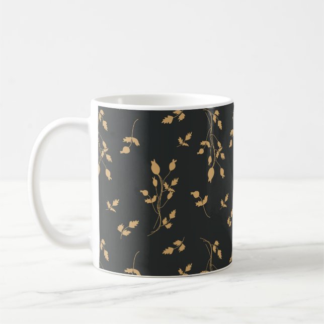 Caneca De Café Padrão de vindima com silhouettes berry e folhas  (Esquerda)