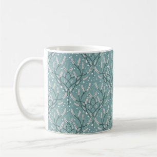 Caneca De Café Padrão de Vinha Botânica Verde Suave