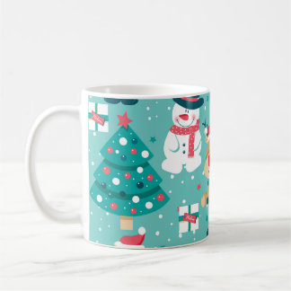 Caneca De Café Padrão de Vintage Natal do Papai Noel