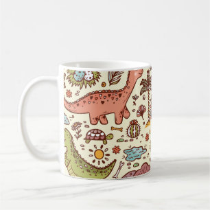 Caneca De Café Padrão de Vintagem do Dinossauro Bonito