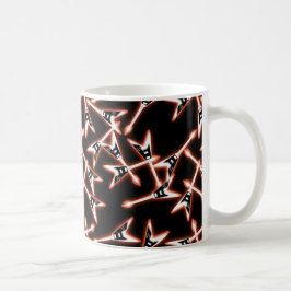 Caneca De Café Padrão de Violão Elétrico de Metal Vermelho e Negr