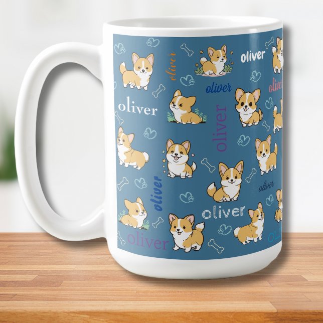 Caneca De Café Padrão de Welsh Corgi Amante de Cães (Criador carregado)