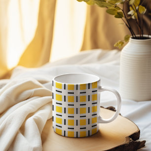 Caneca De Café Padrão de Xadrez Amarelo