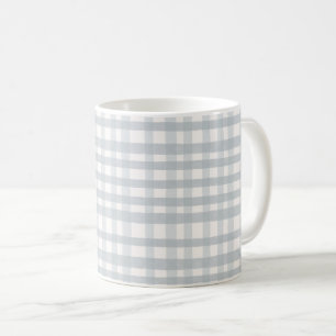 Caneca De Café Padrão de Xadrez de Aquarela Suave em Azul Cinza N