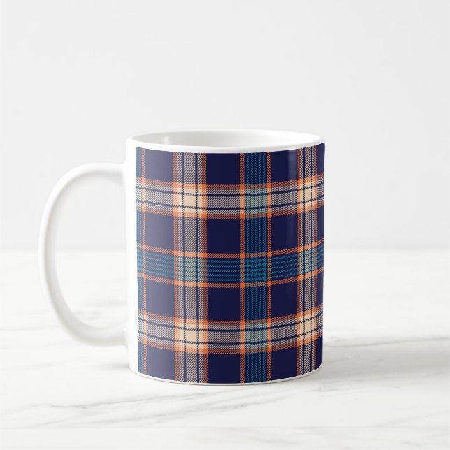 Caneca De Café padrão de xadrez de tartan marinho (Esquerda)