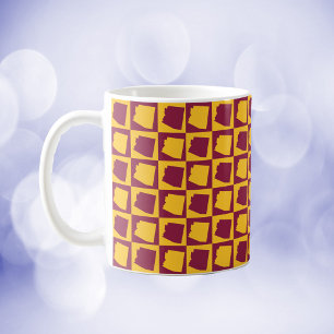Caneca De Café padrão de xadrez do estado do Arizona em marrom e