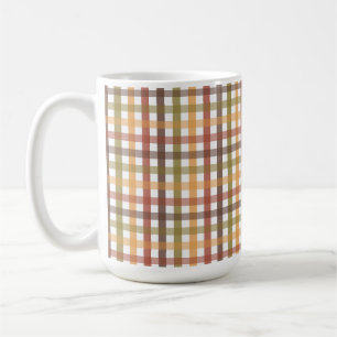 CANECA DE CAFÉ PADRÃO DE XADREZ DOURADA VERDE LARANJA VERDE VERME