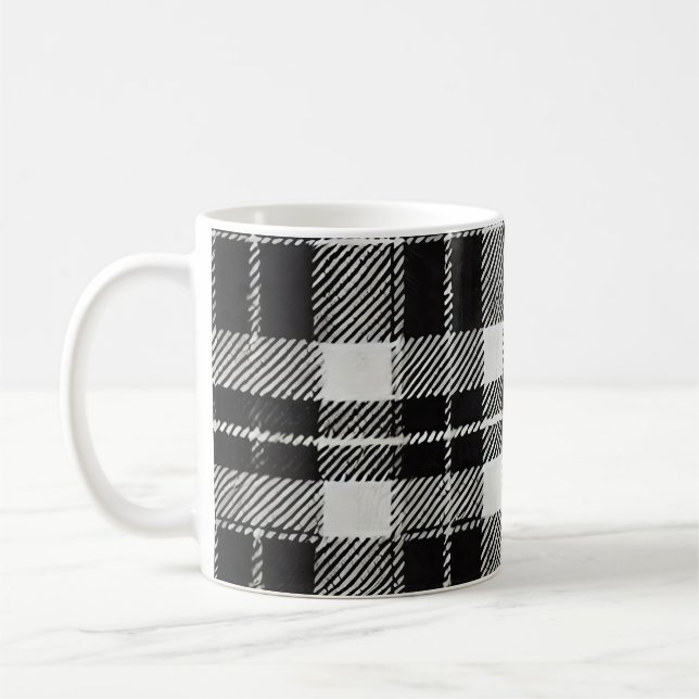 Caneca De Café Padrão de Xadrez eterno Preto e Branco (Esquerda)