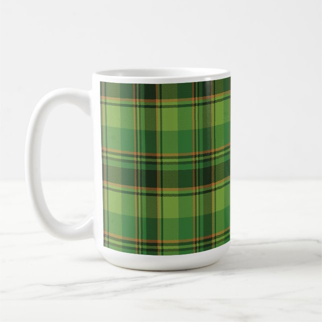 CANECA DE CAFÉ PADRÃO DE XADREZ IRLANDESA VERDE E LARANJA (Esquerda)