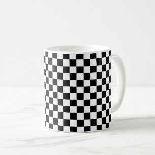 Caneca De Café Padrão de xadrez preto e branco