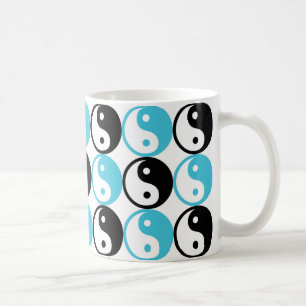 Caneca De Café Padrão de yang azul e preto
