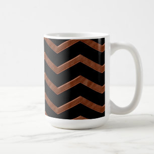 Caneca De Café Padrão de Zig de Bronze Metálico
