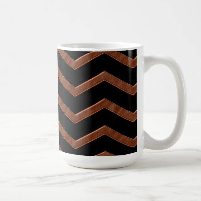 Caneca De Café Padrão de Zig de Bronze Metálico (Direita)