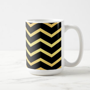 Caneca De Café Padrão de Zig Dourado e preto