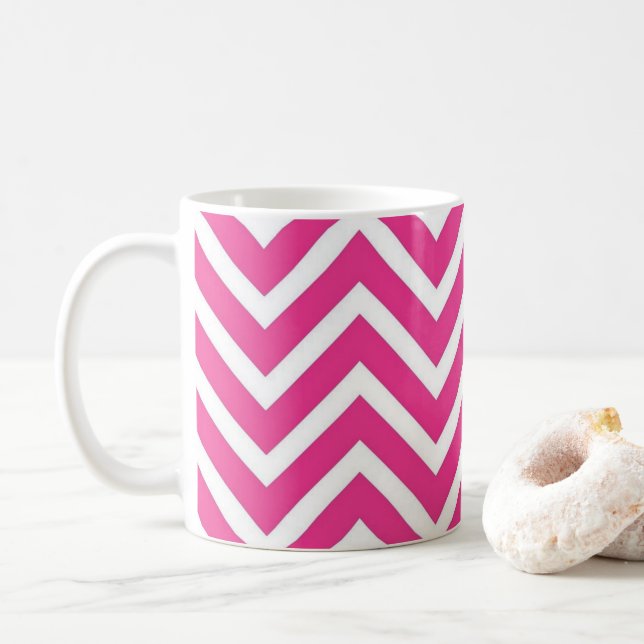 Caneca De Café Padrão de ziguezague rosa (Com Donut)