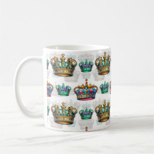Caneca De Café Padrão Decorativo da Coroa Real