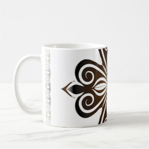 Caneca De Café Padrão decorativo do motif barroco marrom com Flo
