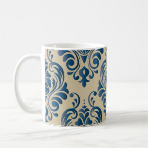 Caneca De Café Padrão descontínuo de Damasco de ornamento floral 