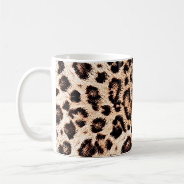 Caneca De Café Padrão Design de Leopardo: Elegância Selvagem. (Esquerda)