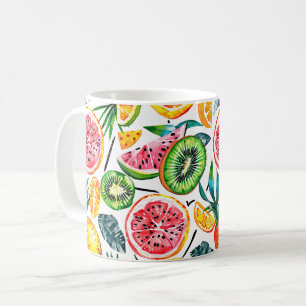 Caneca De Café Padrão detalhado esboçado em aquarela do fruto do