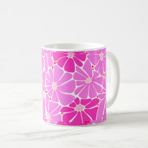 Caneca De Café Padrão digital de margarida estilizada - rosa