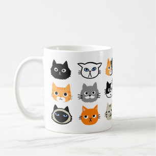 Caneca De Café Padrão do Cat Faces   Fanfarrão de Gato de Gato 