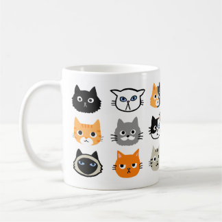 Caneca De Café Padrão do Cat Faces | Fanfarrão de Gato de Gato Le
