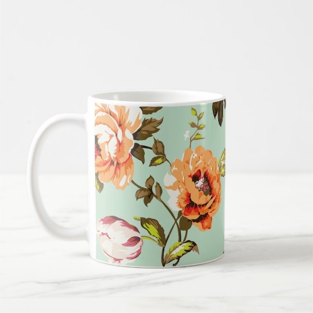 Caneca De Café Padrão do chique Vintage Rosas (Esquerda)