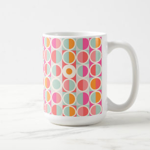 Caneca De Café Padrão do Círculo Retroativo Rosa Quente