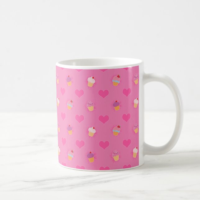 Caneca De Café Padrão do Cupcake rosa (Direita)