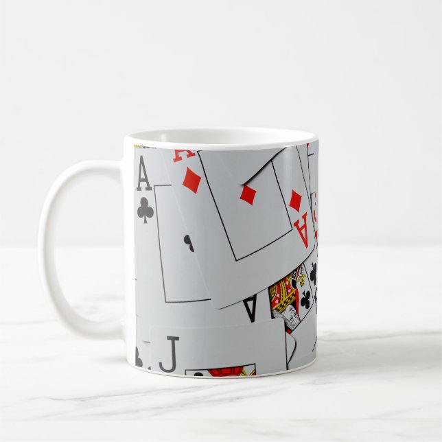 Caneca De Café Padrão Do Deck De Cartões De Jogada Espalhados, (Esquerda)