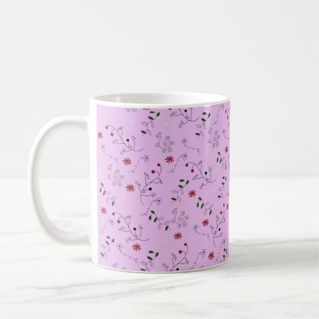 Caneca De Café Padrão do Jardim Flor da Avó (Esquerda)