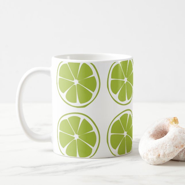 Caneca De Café Padrão do Limão verde da Fruta limão (Com Donut)