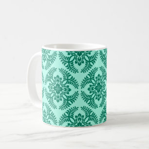 Caneca De Café Padrão do Medalhão Japonês, Aqua e Turquesa