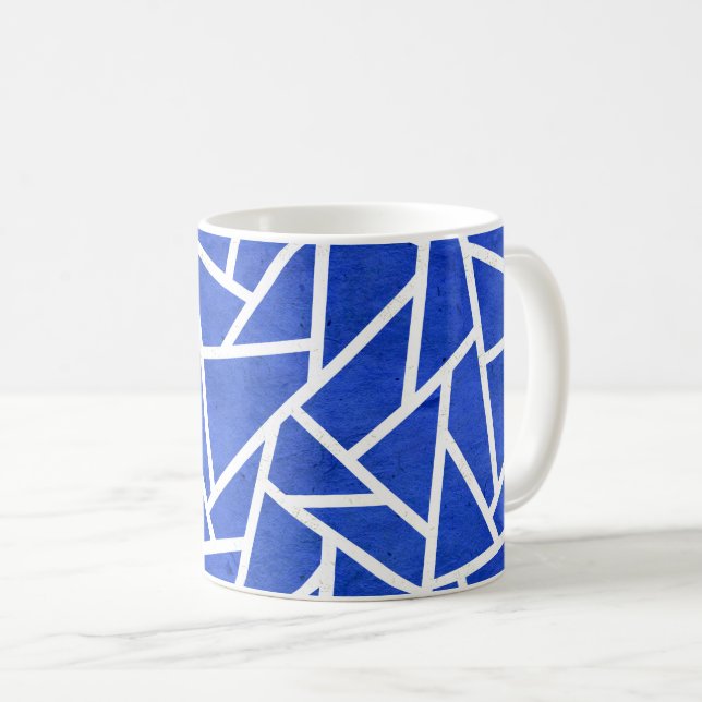Caneca De Café Padrão do mosaico real azul e branco (Frente Esquerda)