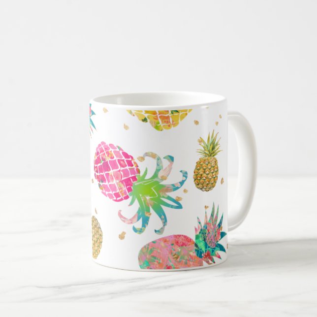Caneca De Café Padrão do PixDezines Aloha Pineapple (Frente Esquerda)
