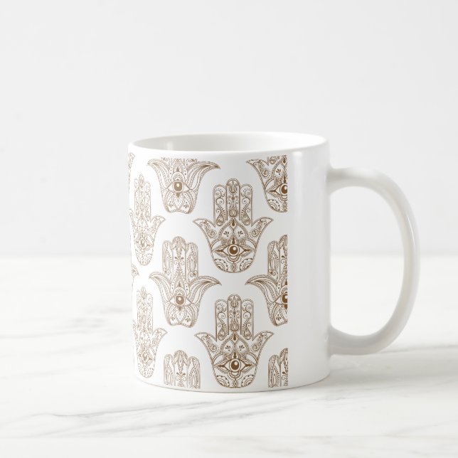 Caneca De Café Padrão do símbolo Hamsa (Direita)